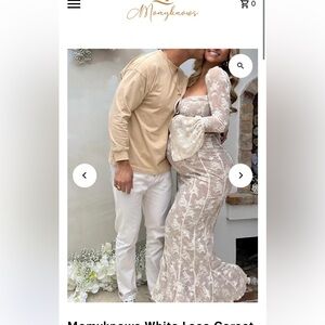 White Lace Corset Top Maternity Dress - L